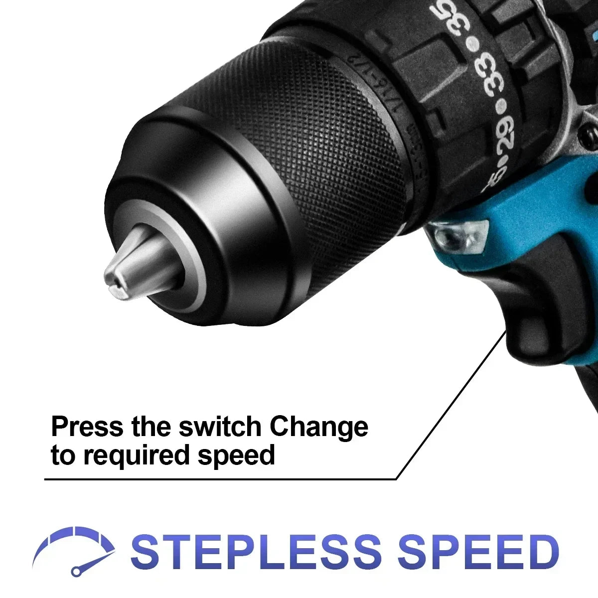 GIsam 13mm Electric Drill Brushless Impact Screwdriver Dual Speed 35+3 Torque Cordless Power Tool for Makita 18V Battery Pins