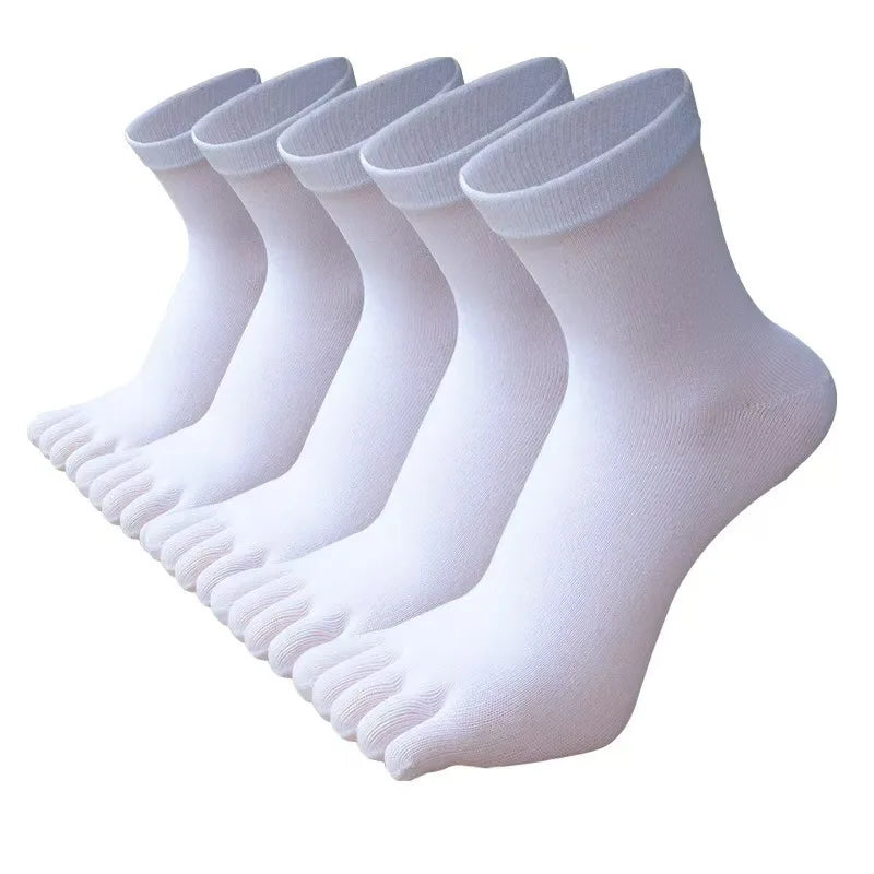 5Pairs Five Fingers Toe Socks Breathable Cotton Unisex Sports Running Sweat Absorbent Antibacterial Ankle Crew