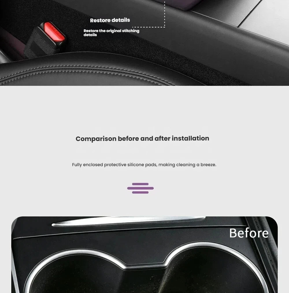 For Tesla Model Y/YL/3 Highland Center Console Wireless Charging Silicone Pad Cup Holder Mat Anti-slip black style accessories