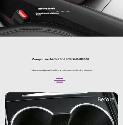 For Tesla Model Y/YL/3 Highland Center Console Wireless Charging Silicone Pad Cup Holder Mat Anti-slip black style accessories