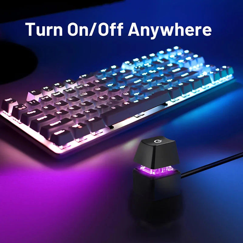 Desk ON/OFF Power Switch for Desktop Computer RGB Backlight Mechanical Shaft Key External Remote Start PC Mainboard Reset Button