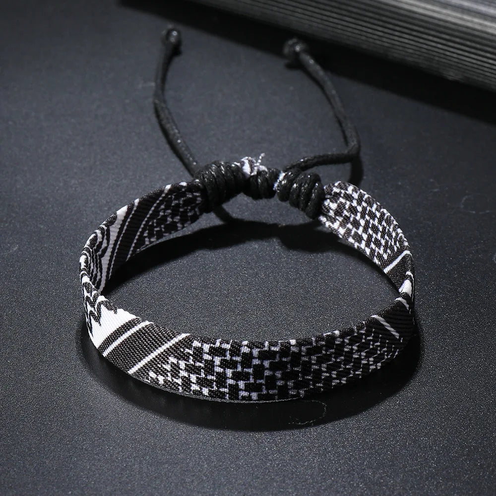 1/4/12Pcs Arabic Scarf Style Woven Bracelet For Women Men Handmade Ethnic Wave Dot Colored Wrap Bracelets Couple Jewelry Gifts