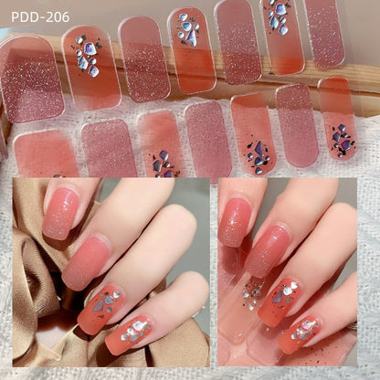1PC Gel Nail Sticker Patch Slider Flower Gradient Color Back Glue Full Cover Waterproof Gel Nail Sticker UV Lamp Curing Manicur