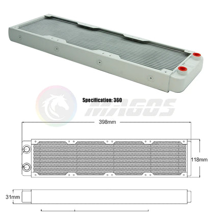 PC Water Cooling Radiator Aluminum For CPU GPU RAM Heatsink Exchanger Fan Cooler 60/80/90/120/240/360mm Black/White