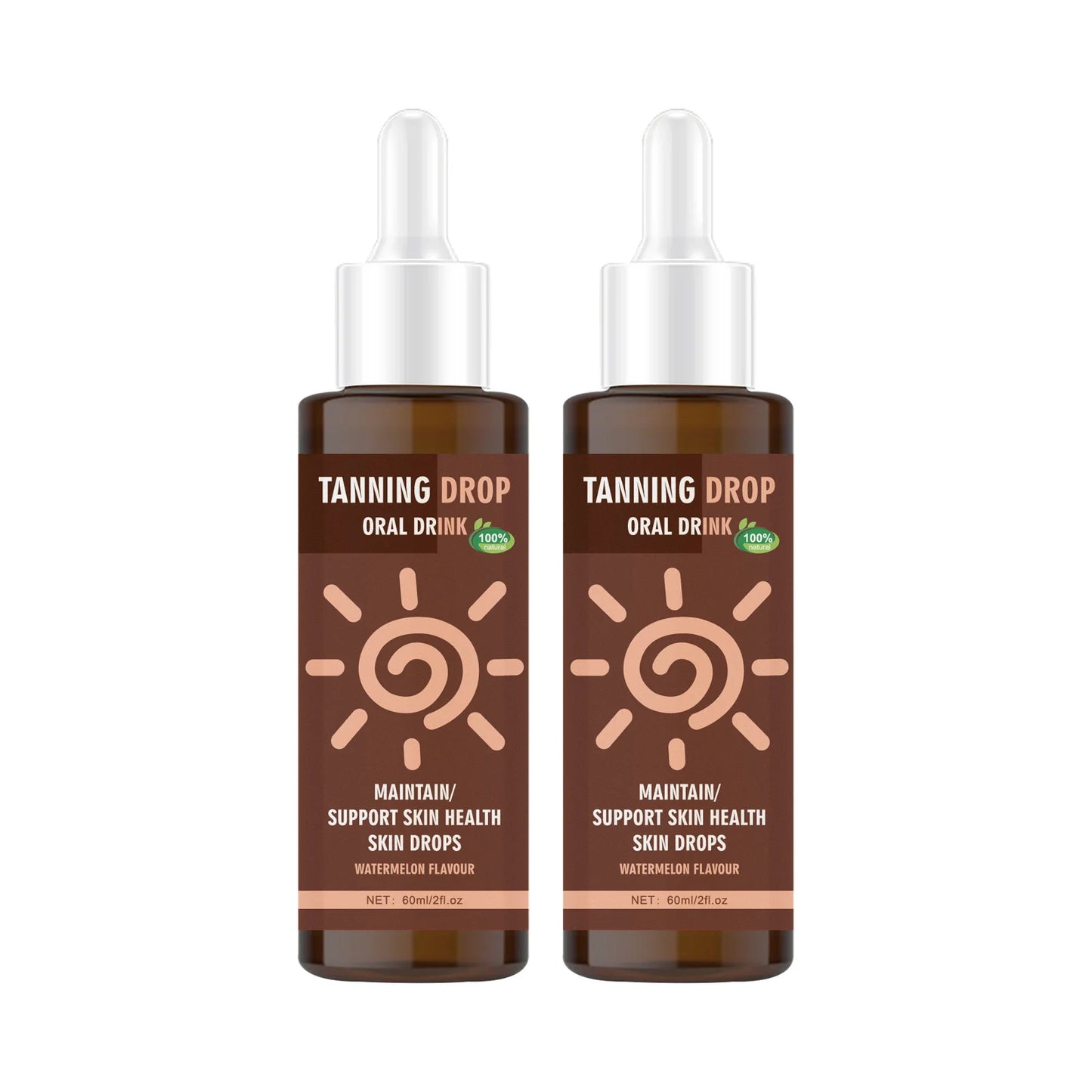 Vegan Sugar-Free Tanning Drink 60ml Natural Oral Drops Watermelon Flavor Sun-Kissed Glow Boost from Within Skin Care