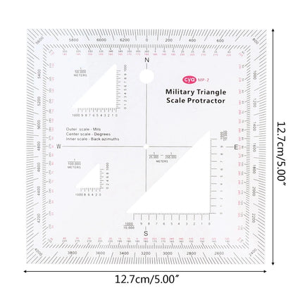 5x5'' Military MGRS Coordinate Scale Map Reading and Land Navigation Topographical Map Scale Protractor 3 Kinds of Scale