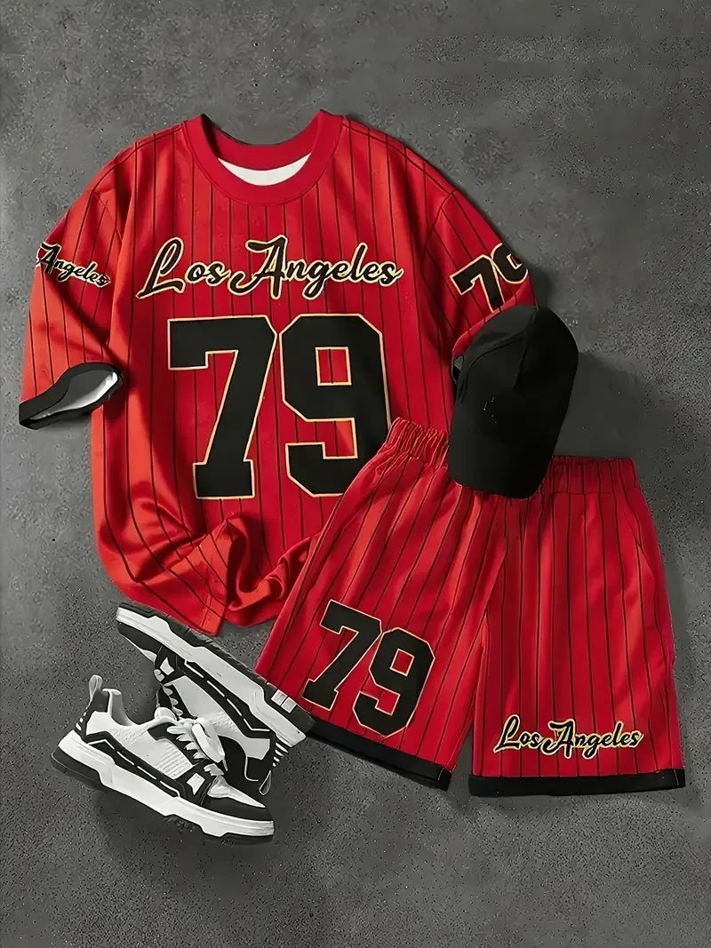 The 2025 summer new men's set features street fashion casual comfort softness breathability and 3D digital pattern printing