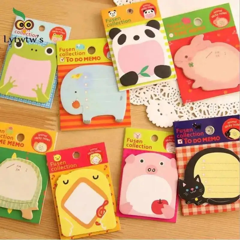 1 Pcs Sticker Cute Kawaii Animal Sticky Notes Notepad Memo Pads Office School Supply Stationery Panda Cat Hare Bookmark Post