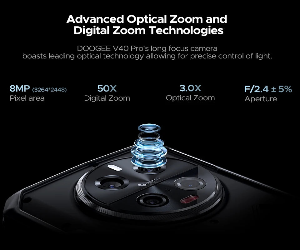 Global Version DOOGEE V40 Pro 5G Rugged Phone 6.78" Display 16GB+512GB Dimensity 7300 200MP AI Camera 8680mAh 33W Fast Charger