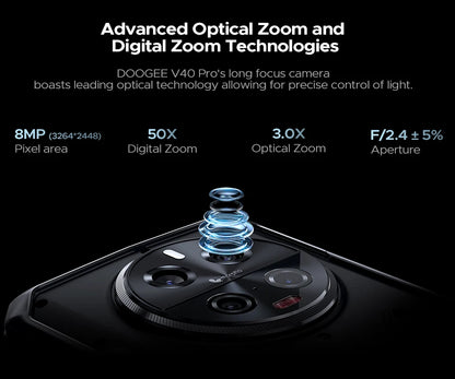 Global Version DOOGEE V40 Pro 5G Rugged Phone 6.78" Display 16GB+512GB Dimensity 7300 200MP AI Camera 8680mAh 33W Fast Charger