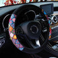 Women's 38CM Steering Wheel Cover Cherry Blossom  Chrysanthemum Check Spider Web Design Printed Car Accessory without Inner Ring
