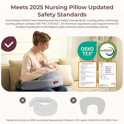 Ergonomic Memory Foam Nursing Pillow Breastfeeding Newborn Feeding Pillow Nursing Waist Support for Holding Baby Removable Cover