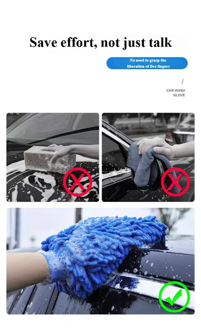 Microfiber Car Wash Cloth Gloves Automotive Double-sided Cleaning Drying Towels Thicken Chenille Vehicle Window Glass Supplies