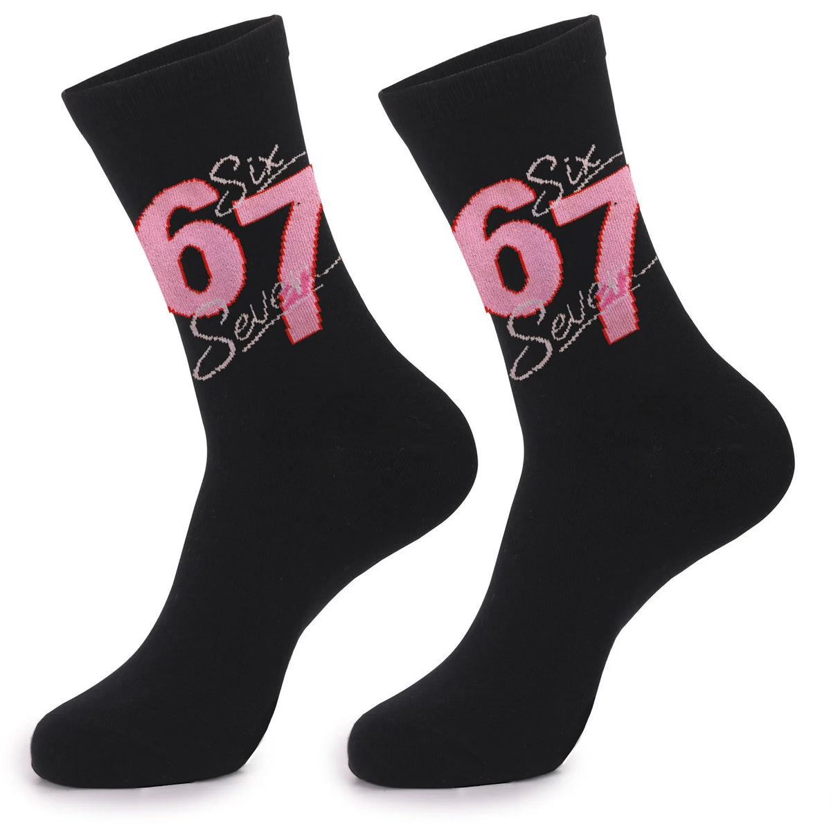 Cross Border New Arrival 67 Cartoon Number Socks Funny Letter Mens Mid Calf Socks