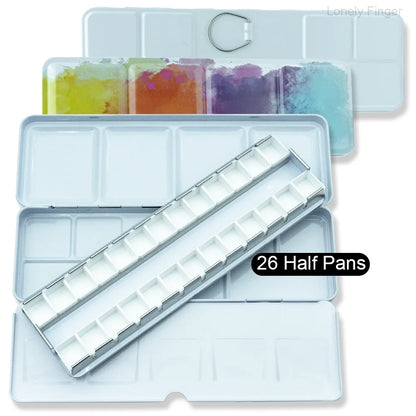 Empty Metal Watercolor Tin Palette Box With 14/26/52pcs Detachable Empty Watercolor Half Pans For DIY Travel Watercolor Palette