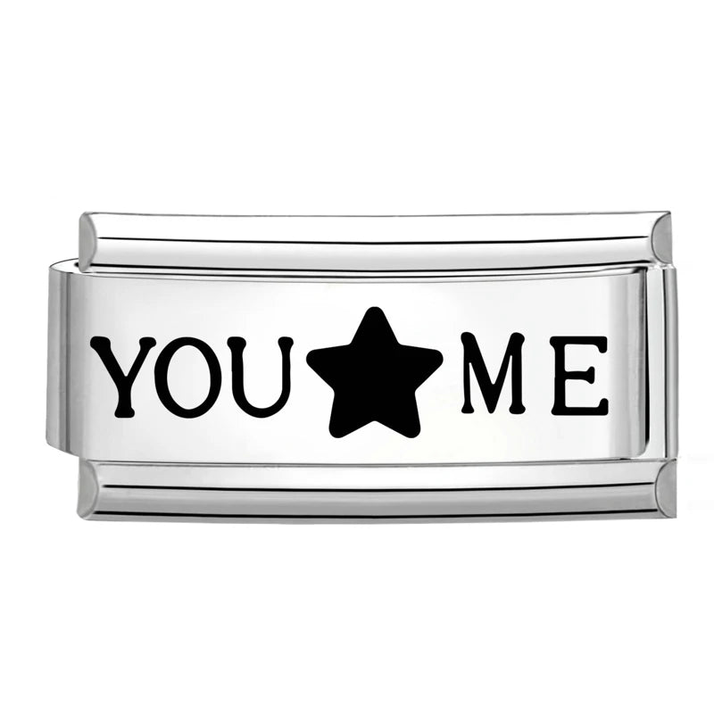 Laser Engraving Piano Heart Star Wings NO.7 Lips Italian Charm Links Fit 9mm Bracelet Stainless Steel Men Women DIY Making Gifts