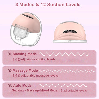 Wearable Breast Pump Super Silent Hands Free Electric Breast Pump Comfort Milk Collector for Breastfeeding with 24mm Flange