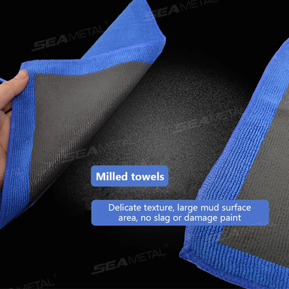 SEAMETAL 1/2pcs Car Cleaning Towel Magic Clay Cloth for Car Detailing with Blue Clay Bar Towel Washing Tool Car Accessories