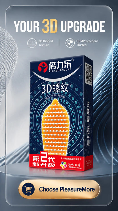 3D Ribbed Condoms 10pcs-50pcs Textured Studded Natural Latex Lubricated Men Extra Stimulation Smooth Silky Wet Sensation Beilile