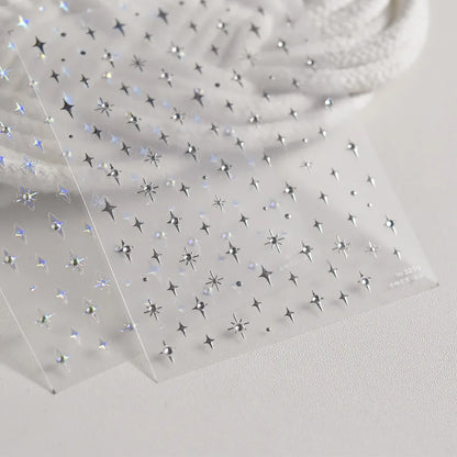 1 piece  5D silver nail stickers metal mini star nail art stickers high quality exquisite decals self-adhesive nail art stickers