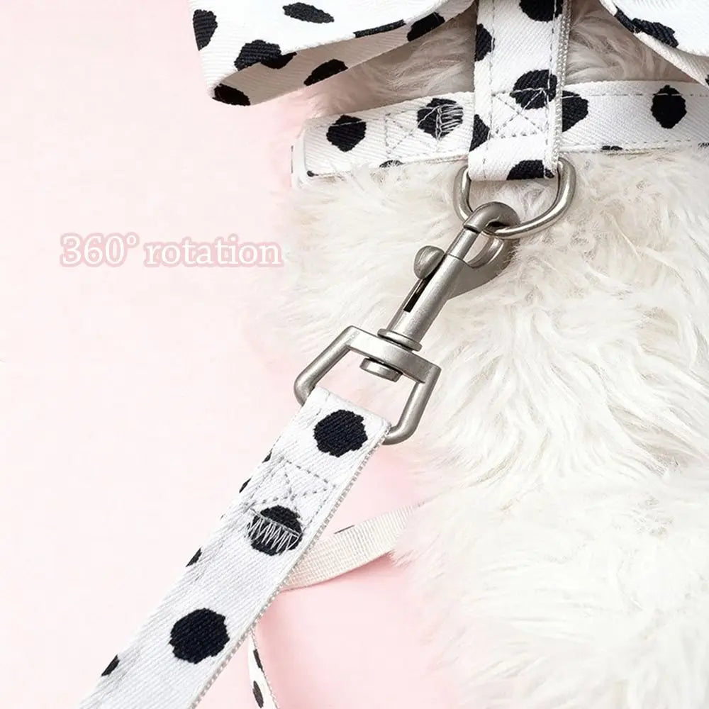 Cute Polka Dot Pet Vest Harness Bowknot Adjustable Pet Traction Rope with Collar Cat Traction Rope Cat
