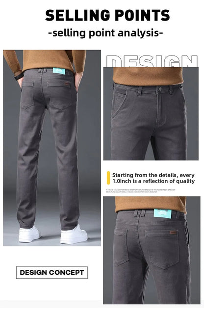 Classic Style 3 Colors Autumn Men's Slim Brown Jeans High Quality Business Casual High Stretch Denim Pants Male Brand Trousers