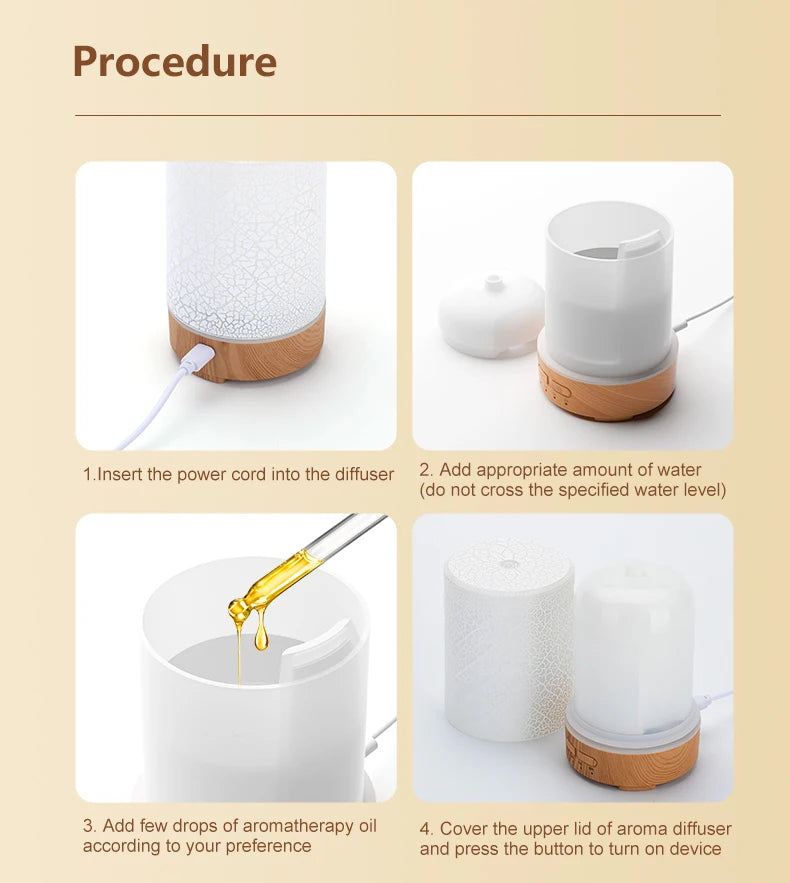 Essential Oil Aroma Diffuser Fragrance Cool Mist Difusor USB Powered Ultrasonic Air Humidifier with 7 Color LED Lights