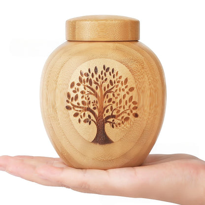 G14 Bamboo Cremation Urn Tree Life Threaded Pet Ashes Keepsake Urn  Ash Container for Dog Cat Human Loved One Funeral Souvenir