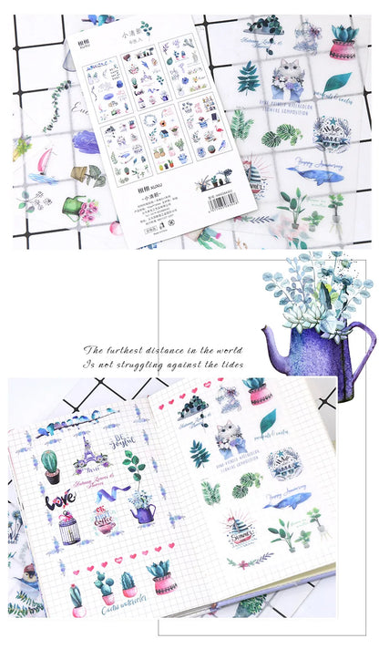 6pcs Leaf Flower Stickers Japanese Accessories for Kids Dessert Diary Decorating Pretty Stationery Feather Decoration Supplies