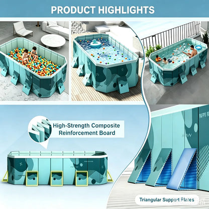 Printed Foldable Swimming Pool For Kids & Family Garden Use PVC Eco-friendly Leak-proof Pools For Kids Adults Outdoor Indoor Bathtub