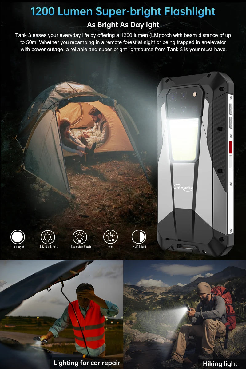 US AU EU Stock Unihertz 8849 Tank 3 Rugged 5G Smartphone 32GB 512GB 23800mAh 120W Charger Dimensity 8200 200MP 120Hz Cell Phone