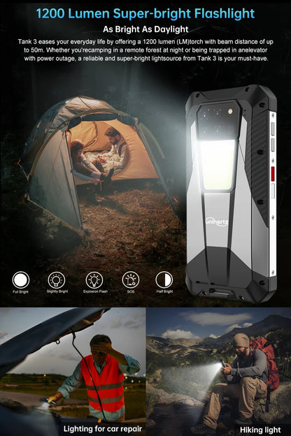 US AU EU Stock Unihertz 8849 Tank 3 Rugged 5G Smartphone 32GB 512GB 23800mAh 120W Charger Dimensity 8200 200MP 120Hz Cell Phone