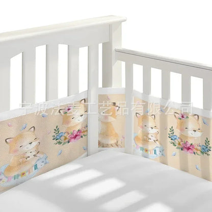 Breathable Mesh Bed Liner 4 Panel Baby Cot Fence Cotton Railing Thicken Bumper One-piece Crib Around Protector Baby Room Decor