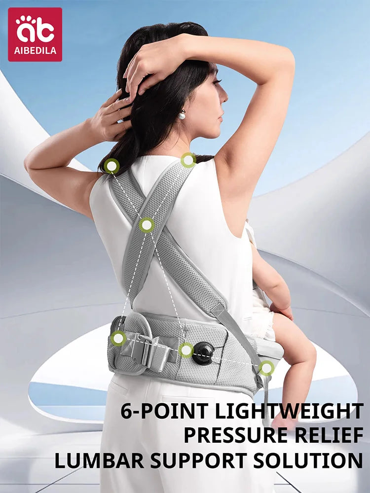 AIBEDILA Baby Carrier Waist Stool Ergonomic Kangaroo Baby Carrier with Knob Breathable Newborn Waist Stool 0-36M