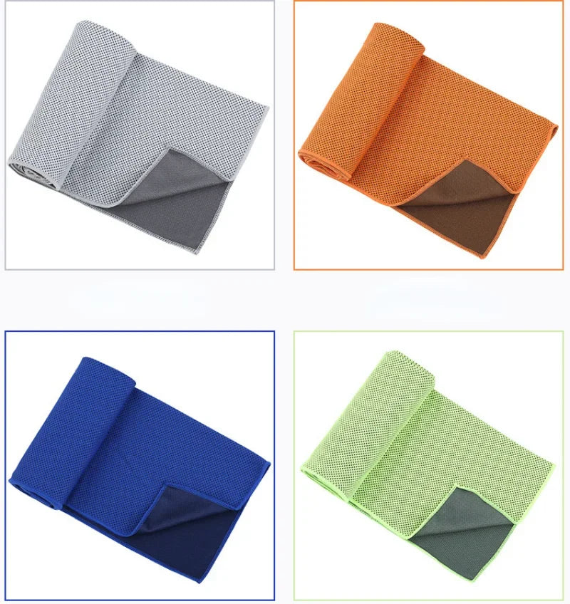 1pcs summer ice silk Towel Sports Instant Cooling Ice Towel Portable Outdoor Travel Fitness Running Swim Towel Silicone Bag