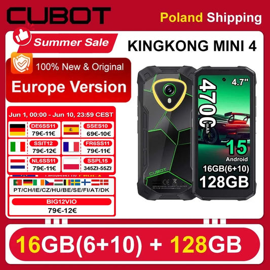 [Ship From Poland] Cubot KingKong Mini 4 6GB+128GB Mini Rugged Smartphone 4.7-Inch 90Hz Display 4700mAh  NFC 48MP Android 15