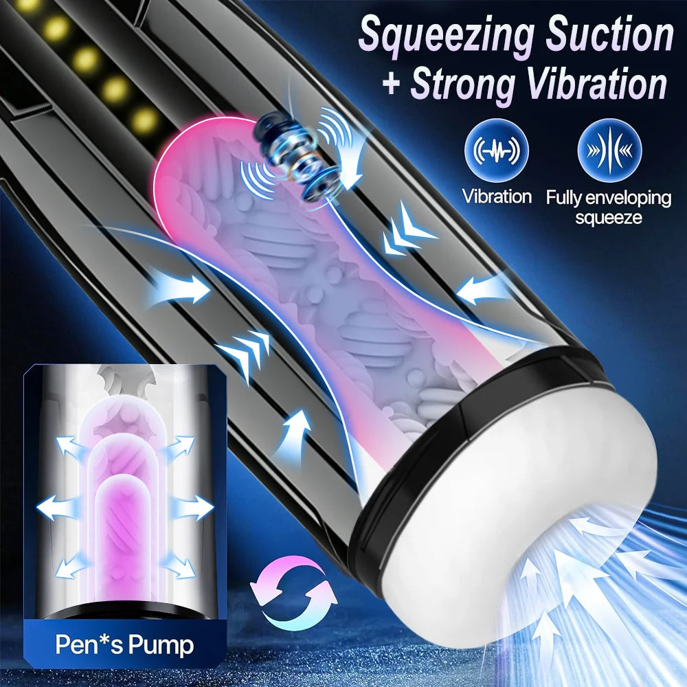 Electric 10 Frequency Telescopic Sucking Vibration Massagator Male Penis Desensitization Training Masturbator Adult Products