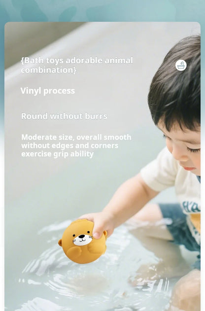 Children Otter Bath Toy Infant Float Ball Set Stackable Floating Boat Soft Water Play Toy Beach Swimming Pool Gift