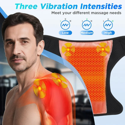 Electric Shoulder Heating Pad 3-Speed Vibration Muscle Relax Belt Thermal Massager Shoulder Neck Health Care Support Brace