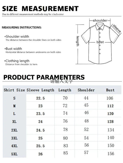 Summer Men's Geometric Grid  Plaid Shirts Short SleeveTurndown Hawaiian Shirt Button Up Shirts No Pockets Shirts