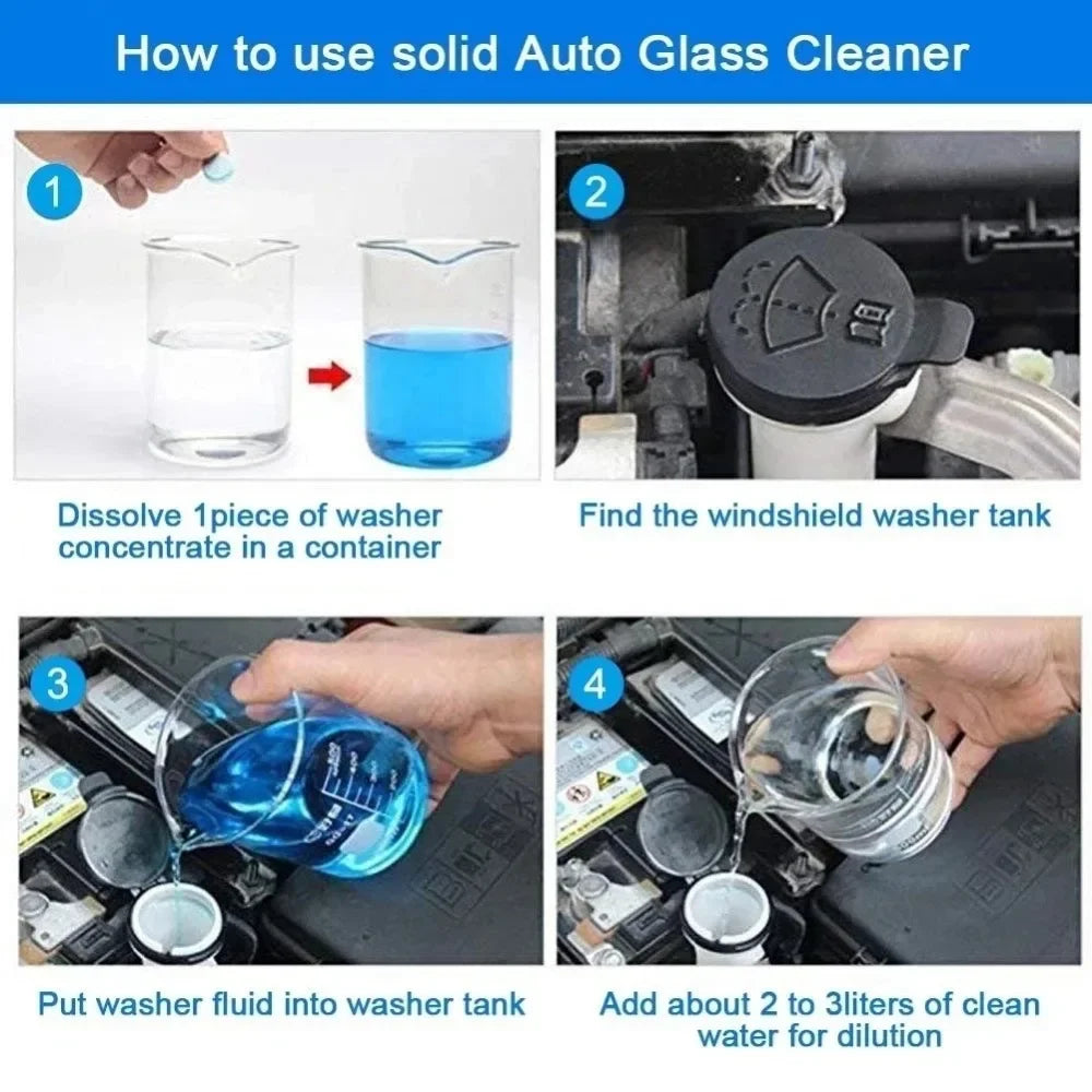 ISGTDRM Solid Cleaner Car Windscreen Cleaner Effervescent Tablet Auto Wiper Glass Solid Cleaning Concentrated Tablets Detergent