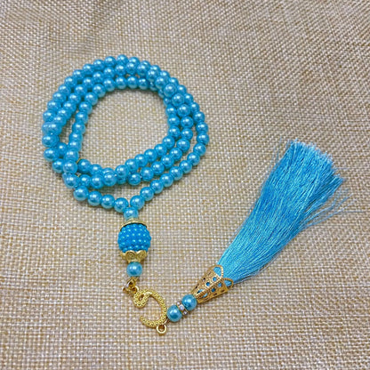 Muslim 99 Prayer Beads Tasbih Rosary Bracelet Islamic Misbaha Pearl Beads Tassel Necklace Ramadan Eid Jewelry for Women Men