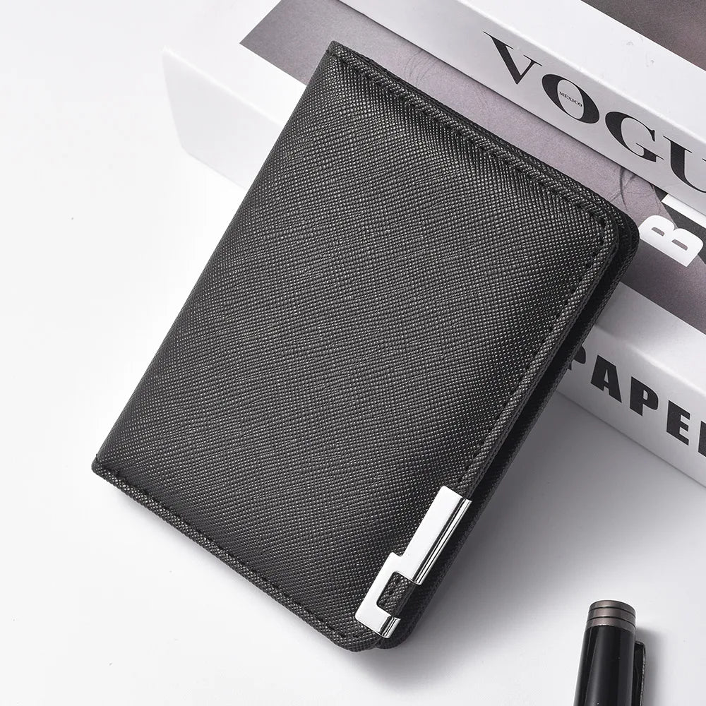 Men's Mini Ultra-Thin Vertical Style Short Wallet with Multiple Card Slots Credit Card Holder Youth Compact Wallet