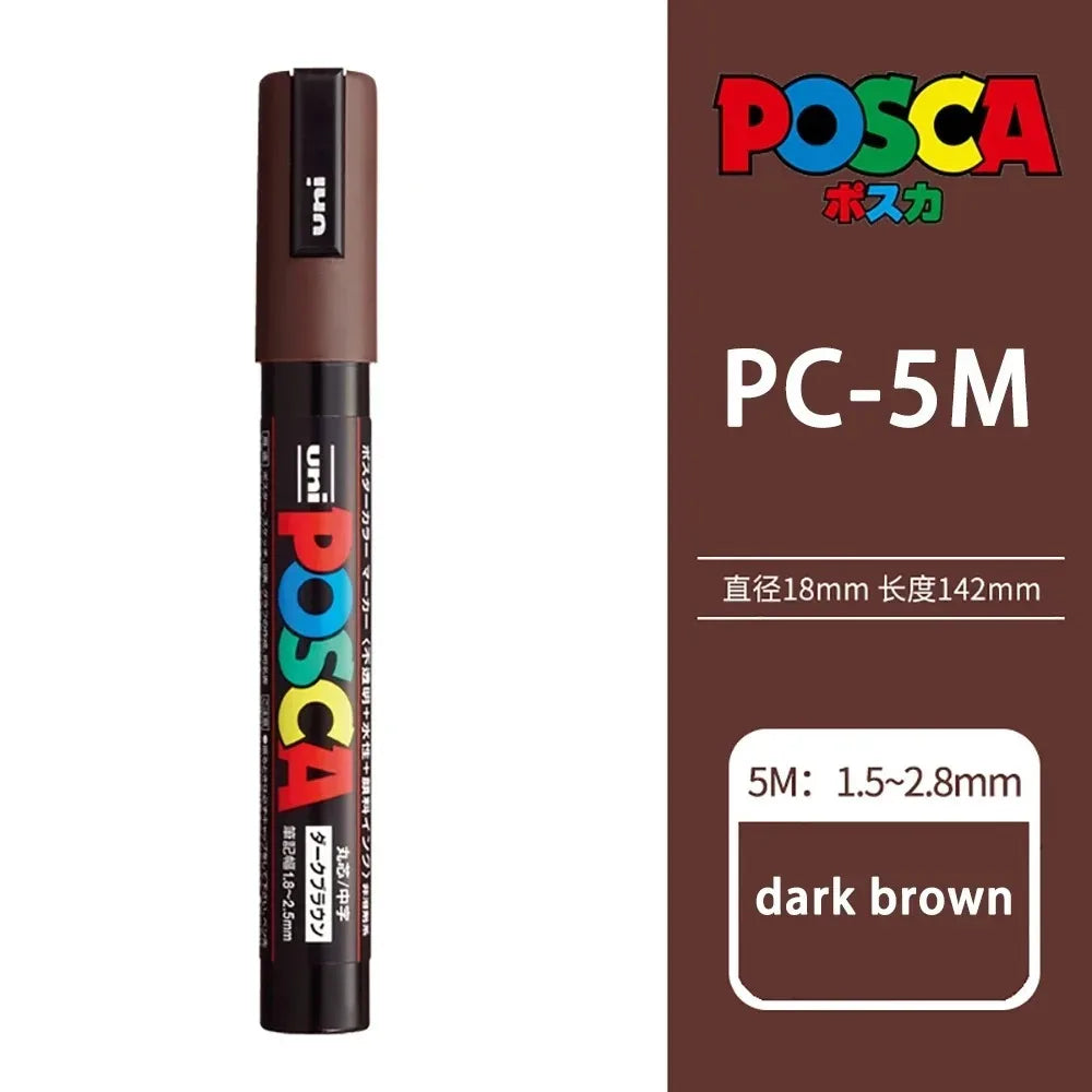 1pcs Japan UNI POSCA Markers PC-1M/3M/5M Acrylic Graffiti Pen Waterproof DIY Stackable Color Art Painting School Supplies