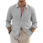 Korean Long Sleeve Linen Cotton Shirts Luxury Shirts for Men Breathable Men's T-Shirts Hawaiian Shirt Loose Lapel White Tshirt