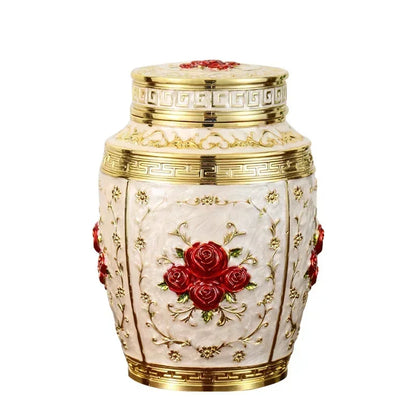 Pet Memorial Keepsake Container for Ashes Tea Canister Coffin Box for Human Ashes Metal Cremation Animal Urn Funeral Home Decor