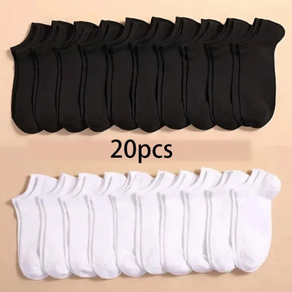 Summer Spring Unisex Solid Color Ankle Socks 10/20/40 Pairs Soft Lightweight No Show Sports Socks for Men Women Bulk Value Pack