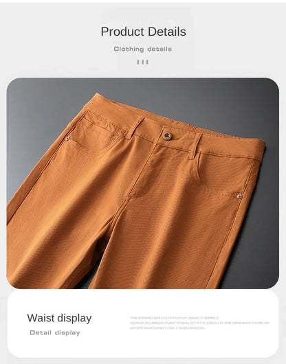 Seven-Color Stretch 97% Cotton and 3% Spandex Jeans Men Trendy Wild Simple High-End Slim-Fitting Small Straight Casual Trousers