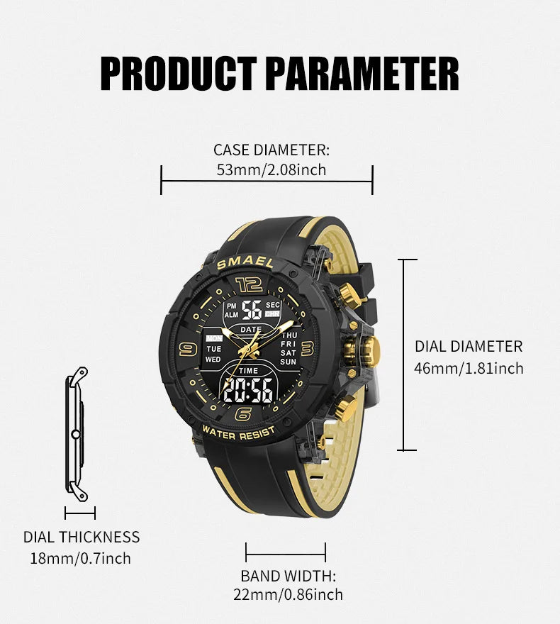 SMAEL Brand 8140 Waterproof Dropshipping Watch Alarm Clock Night Light Young Fashion Business Quartz Sport Wristwatches