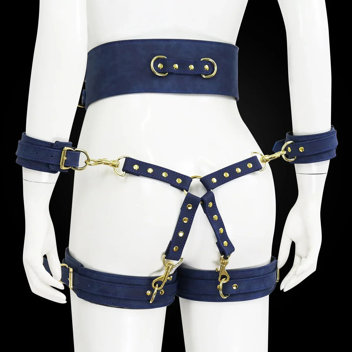 Professional BDSM Red Leather Harness Set Collar Handcuffs Restraint Kit for Women Slave Role Play Fetish Gear Adult Game Toy